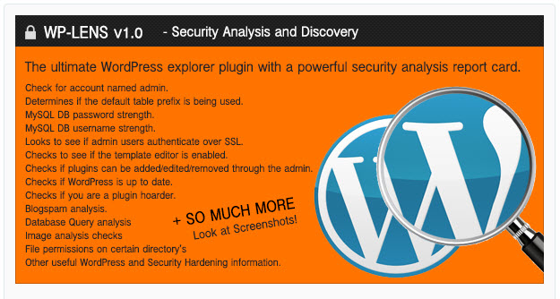 WP-Lens - Security and Analysis WordPress Plugin