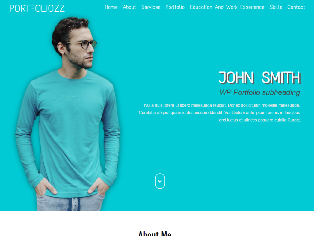 Portfoliozz One Page Simple CV Portfolio WordPress Theme