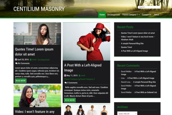 Centilium Masonry Blogging Bootstrap 4 WordPress Theme